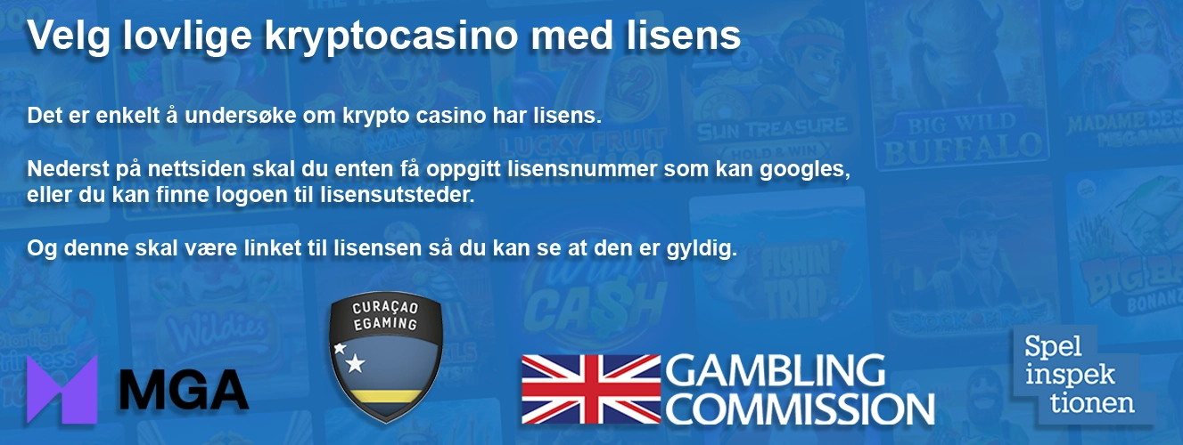 Lovlige kryptocasinoer med lisens